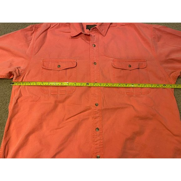 Eddie Bauer Button Up Shirt Mens XL Short Sleeve Pink Coral Rufton Twill - Picture 6 of 8